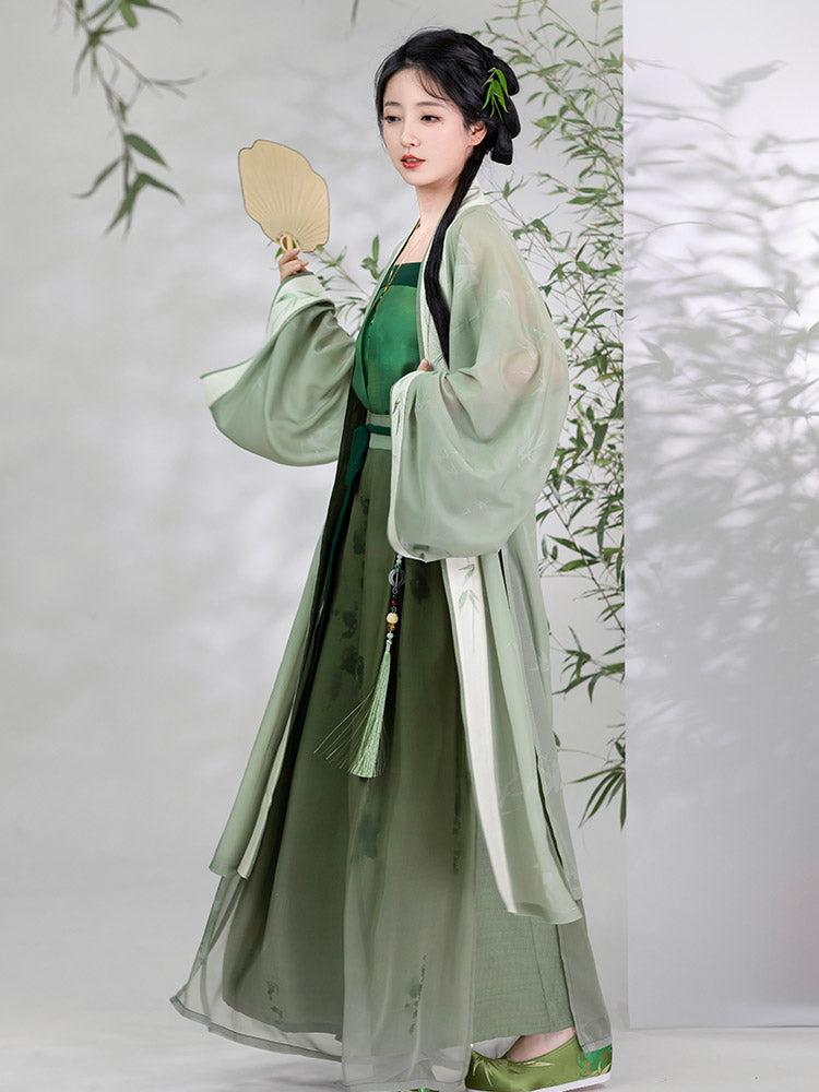 Veiled in Mist and Rain - Song Dynasty-Inspired Fresh Green Modern Hanfu Outfit-Lovesyouforever
