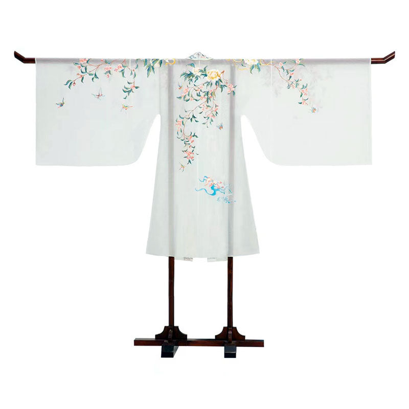 Song of Spring - Peony and Pear Blossoms Embroidery Hanfu Clothing Chinese Dress for Garden Tea Party-Lovesyouforever