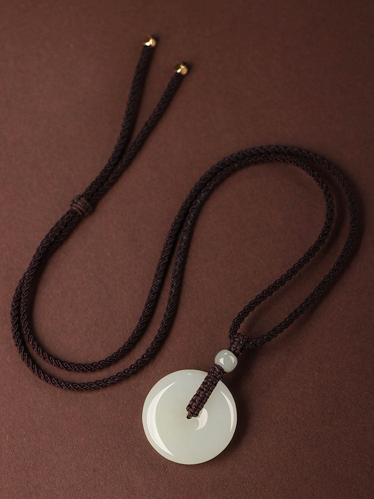 Natural Hetian Qingshui Jade Ping An Kou Jade Pendant Necklace Couple Gift-Lovesyouforever