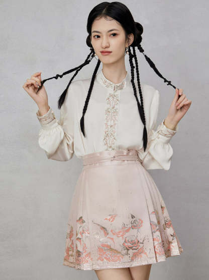 Gilded Roses – Mini Brocade Neo-Chinese Short Mamianqun Skirt-Lovesyouforever