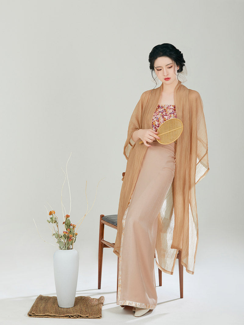 Bloom in a Dream - Khaki Chinese Style Skirt Set-Lovesyouforever
