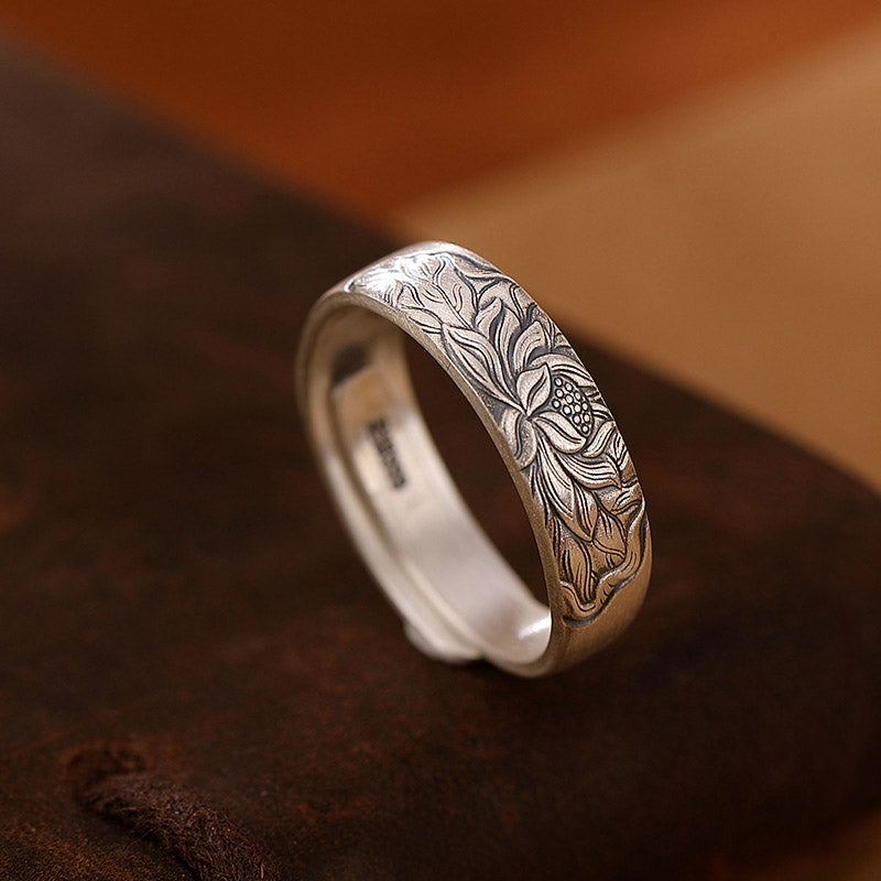 Exclusive Design 999 Sterling Silver Vintage Chinese「Culture and Blessing」Adjustable Ring-Lovesyouforever