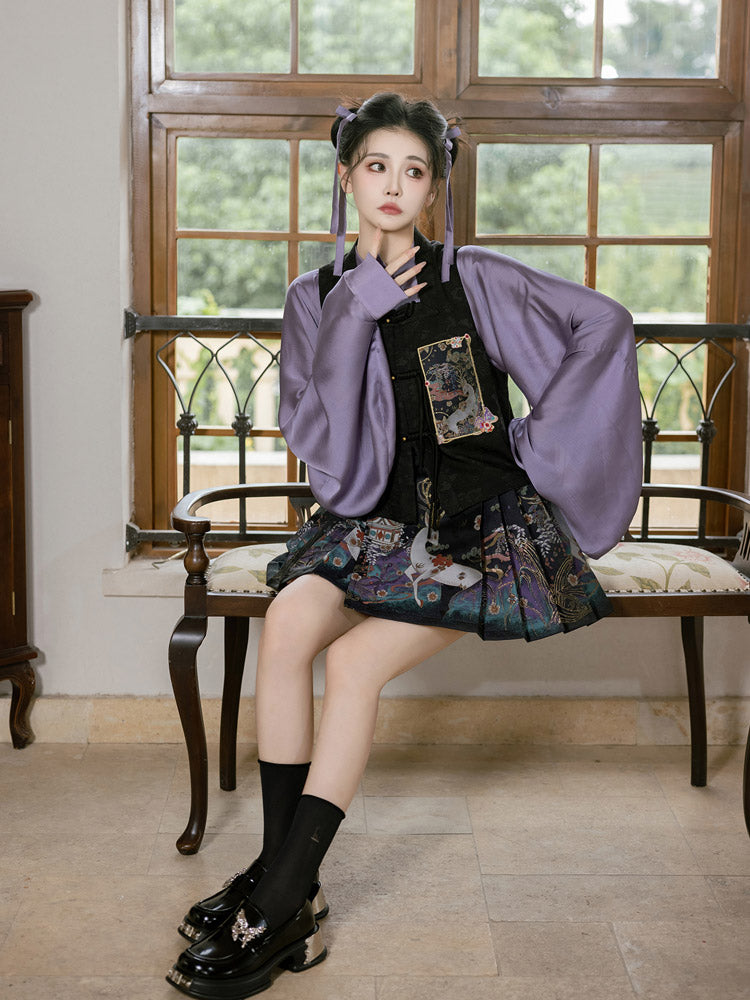 Nine-Colored Deer Inspired - Chic Mini Mamian Skirt Neo-Hanfu Skirt Set-Lovesyouforever