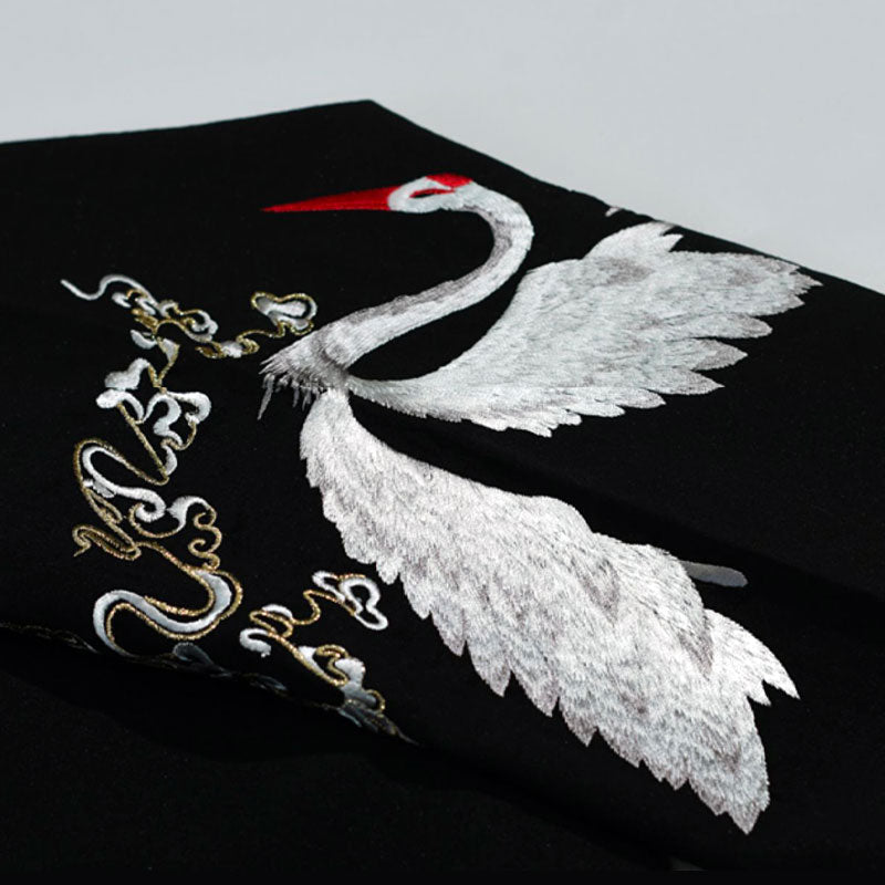 Morden Chinese Style Embroidered Crane Cross Collar Hanfu Shirt Top-Lovesyouforever