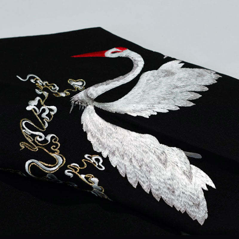 Morden Chinese Style Embroidered Crane Cross Collar Hanfu Shirt Top-Lovesyouforever