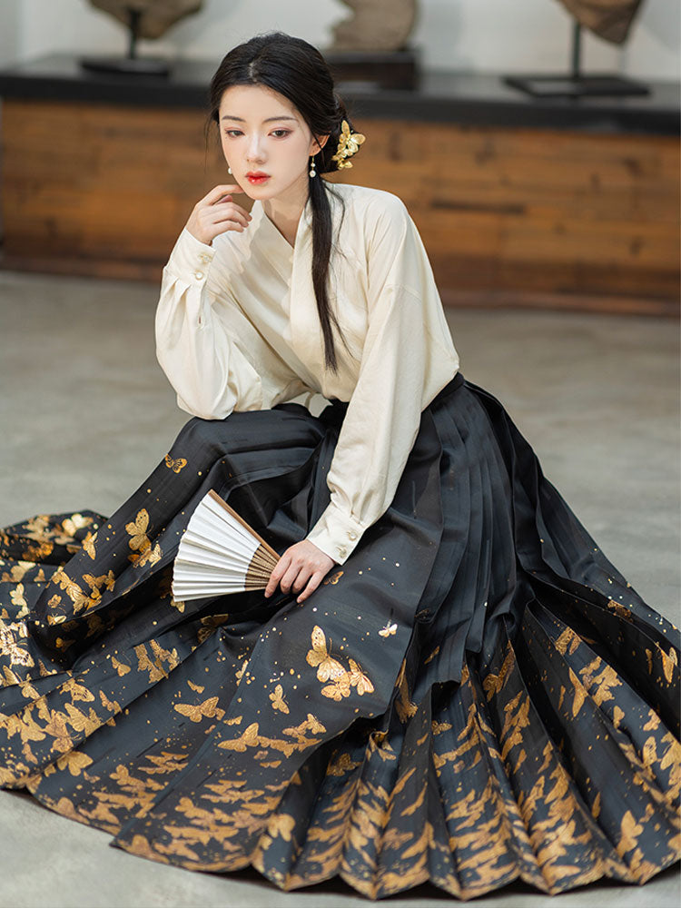 Golden Butterfly in a Dream - Mamianqun Hanfu Skirt-Lovesyouforever