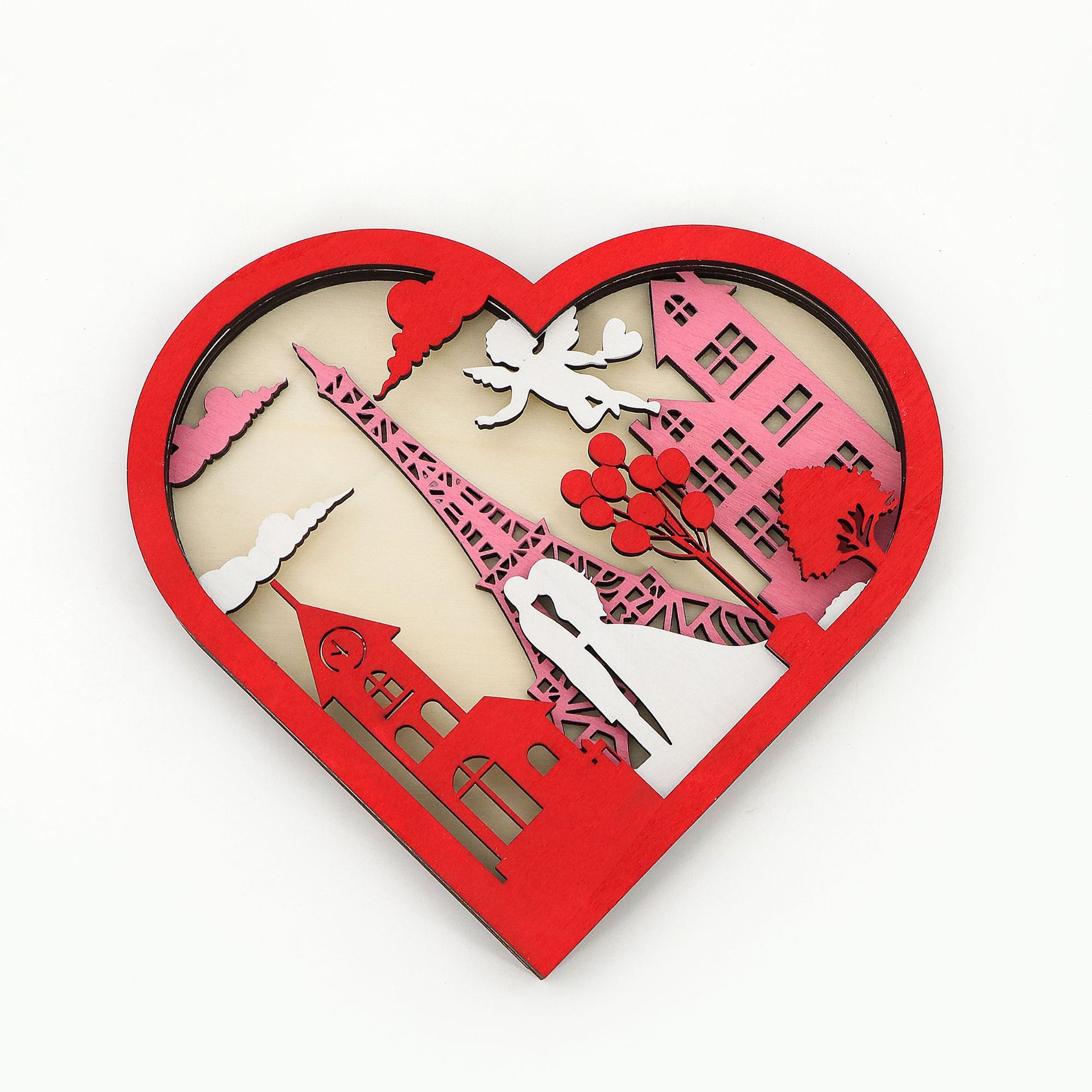 Wooden Hollow Carved Heart Ornament Gift-Desktop Decoration European Style Frame For Couple-Lovesyouforever