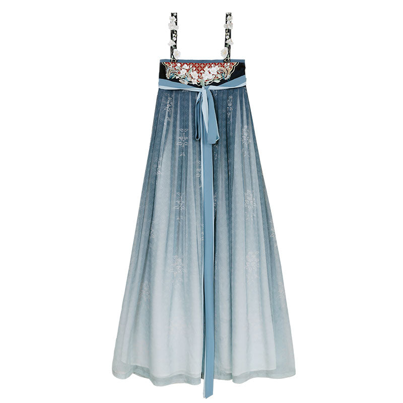 Quietly Awaiting Blossoms - Tang Dynasty Inspired Chest-length Dress Hanfu Skirt Set-Lovesyouforever