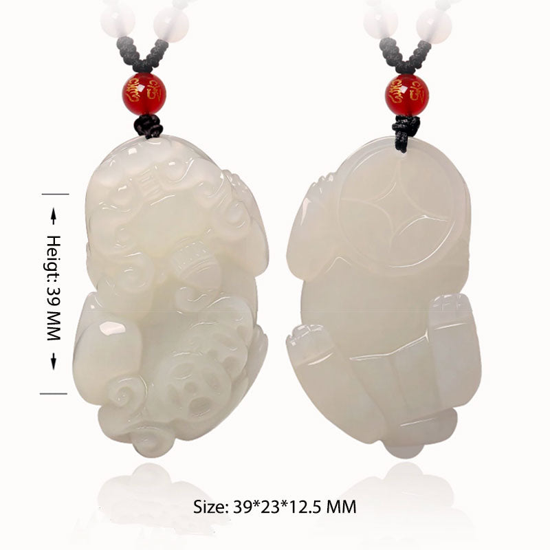 Natural Hetian Jade Pixiu「Fortune and Prosperity」Pendant Jade Necklace for Men and Women Chinese Jewelry Gift-Lovesyouforever