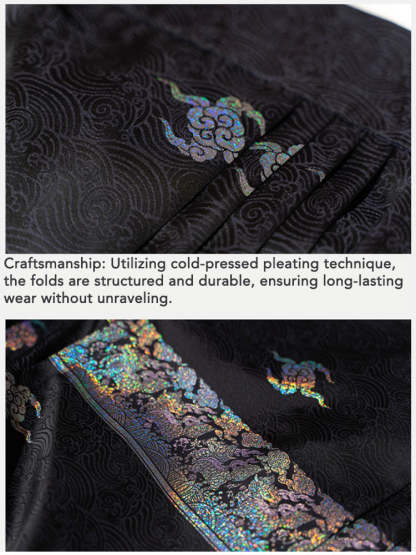 Ocean Wave Pattern Woven Gold Traditional Chinese Retro Pattern Mamianqun Skirt-Lovesyouforever