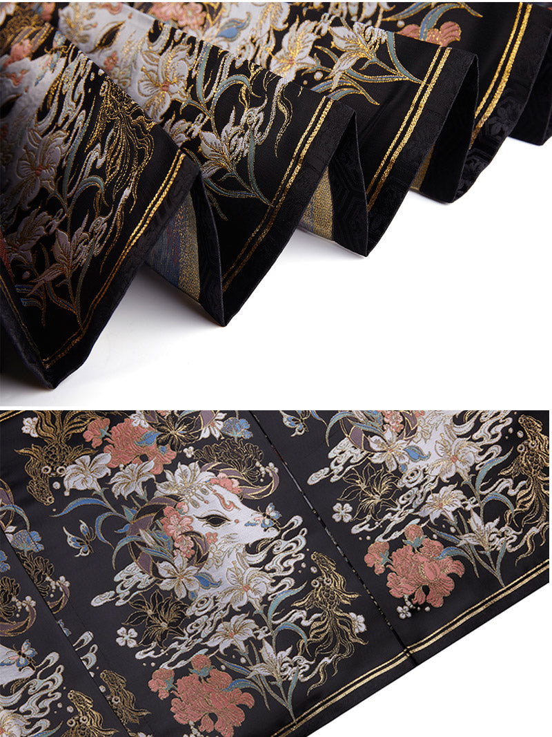 Vintage Chinese Traditional Auspicious Goat Pattern Yarn-dyed Jacquard Cloth Mamianqun Morden Hanfu Skirt-Lovesyouforever