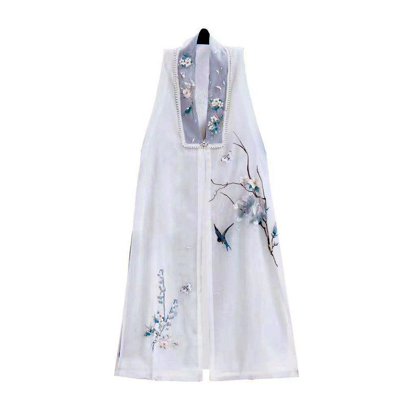 The Scent of Flowers on a Rainy Night Misty Blue Embroidery Hanfu Clothing-Lovesyouforever