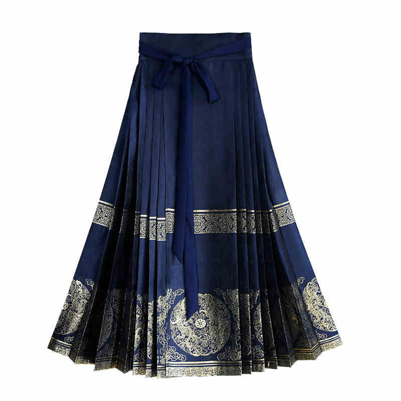 Traditional Chinese Retro Double Phoenix Pattern Woven Gold Mamianqun Skirt-Lovesyouforever