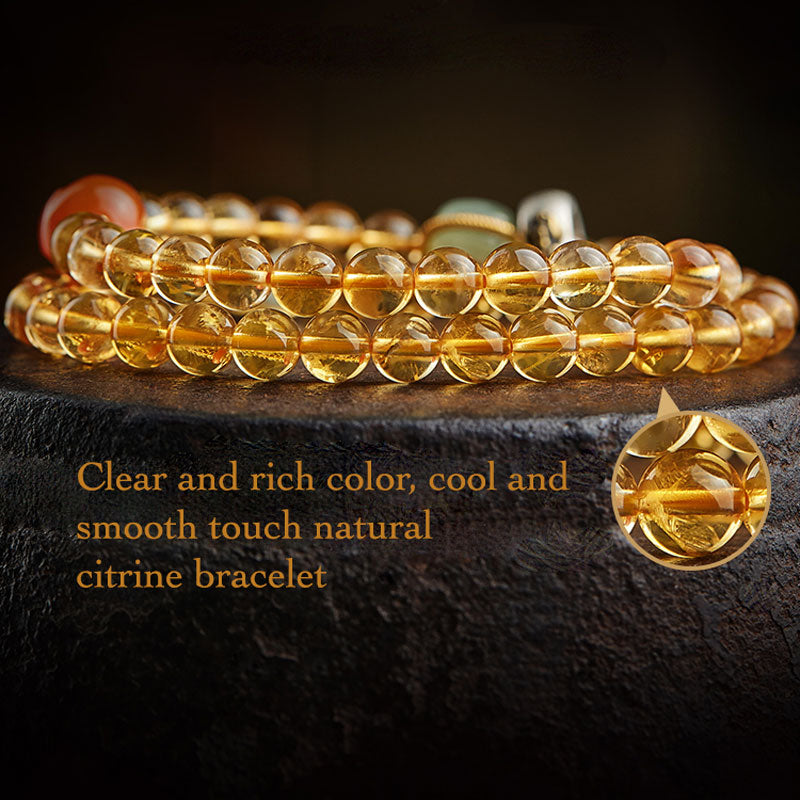 Double Circle Natural Clear Citrine Bracelet with Hetian Jade Multiple Gemstones-Lovesyouforever
