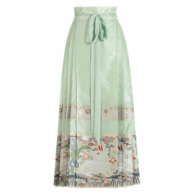 Jade Rabbit Gazing at the Moon - Ming Dynasty Style Hanfu Mamianqun Skirt Set-Lovesyouforever