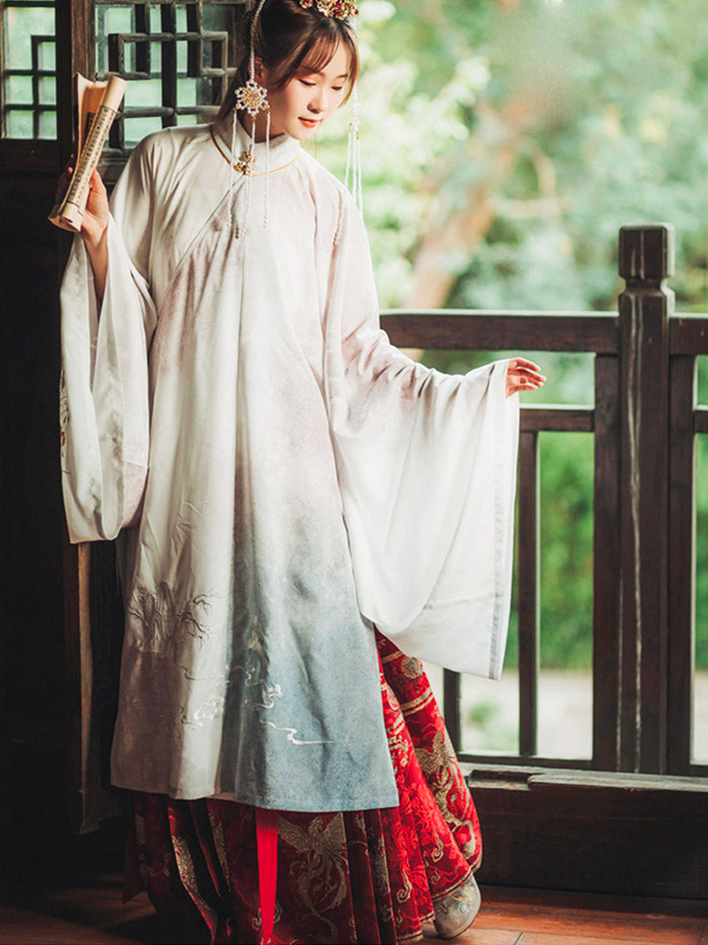 Woven Gold Phoenix and Xiangyun Floral Yarn-dyed Jacquard Cloth Mamianqun Hanfu Skirt Daily Wear-Lovesyouforever