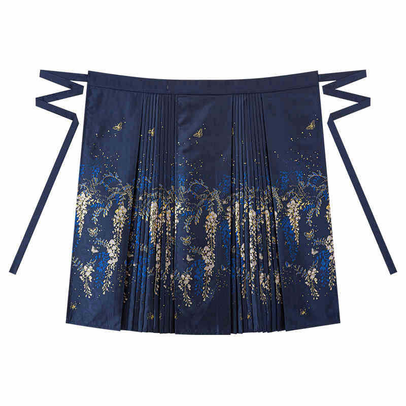 Wisteria Flower Rain Ma Mian Skirt - Modern Style Hanfu Mamianqun Daily Wear for Women-Lovesyouforever