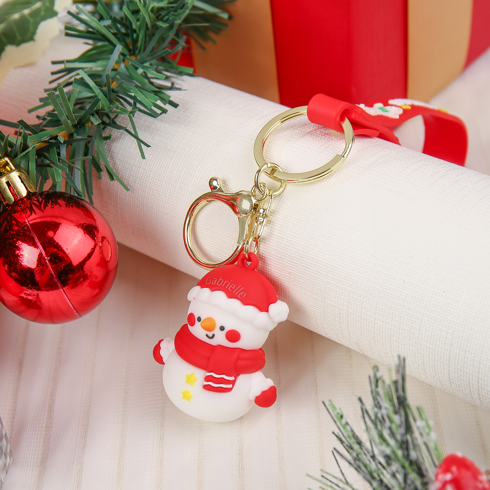 Personalized Christmas Snowman Keychain-Custom Name Keychain Gift-Lovesyouforever