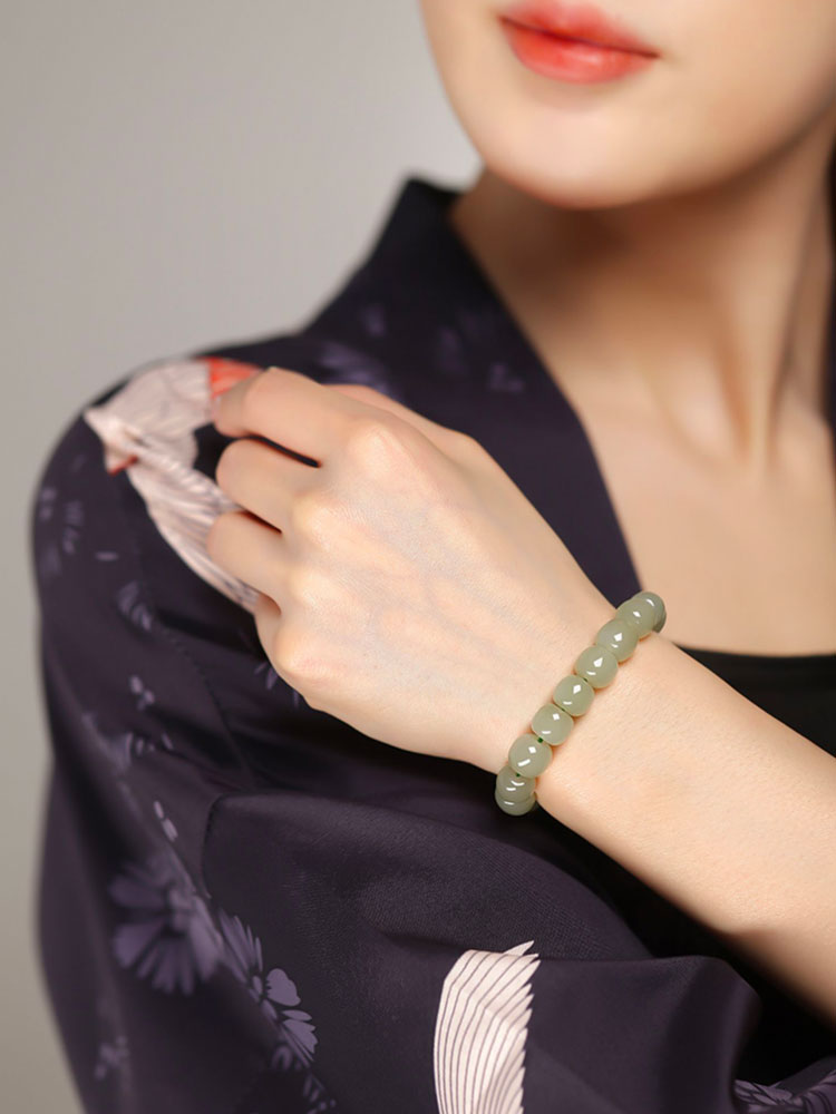 Minimalist Classic Style Natural Hetian Qingshui Jade Bracelet for Women Chinese Jewelry Gift-Lovesyouforever