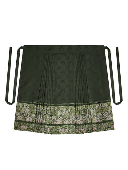 Traditional Ancient Chinese Style Phoenix and Peony Pattern Green Embroidery Mamianqun Hanfu Dress-Lovesyouforever