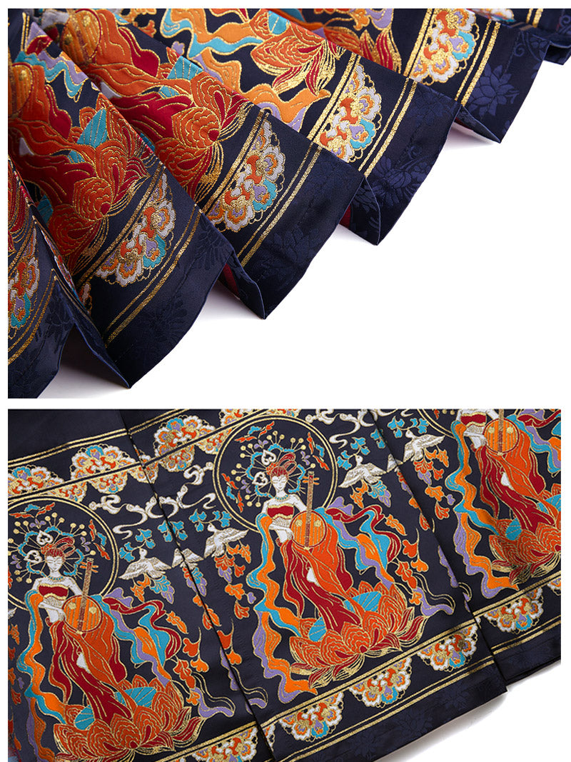 Dunhuang Feitian Pattern Yarn-dyed Jacquard Cloth Mamianqun Hanfu Skirt Morden Hanfu Skirt-Lovesyouforever