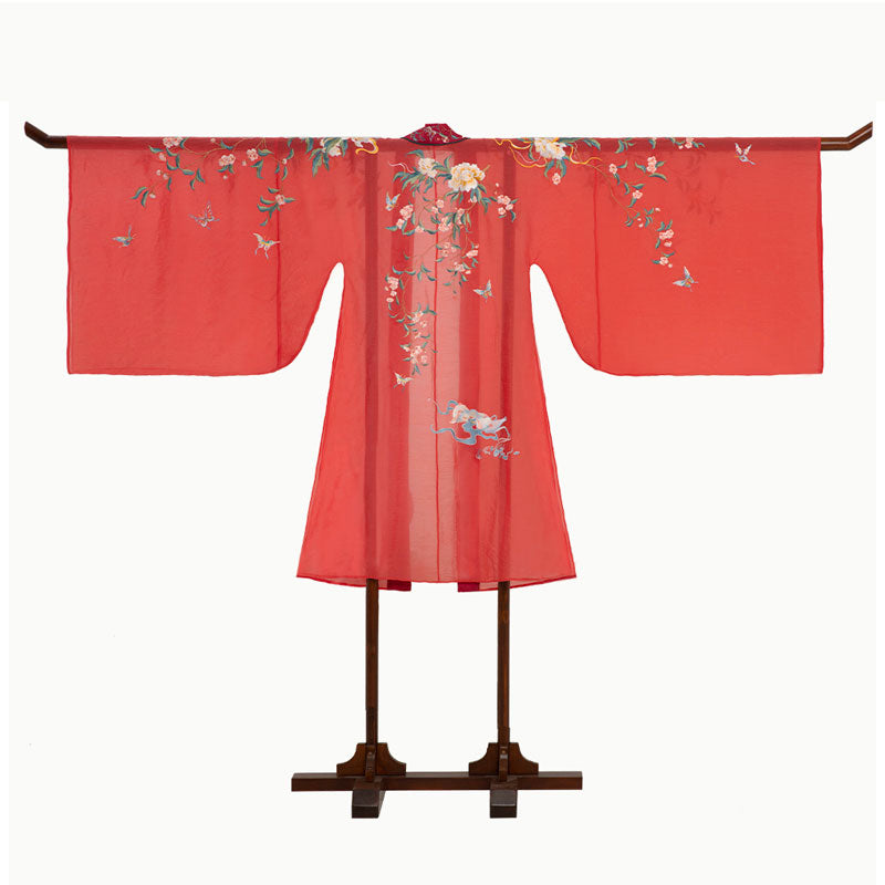 Song of Spring - Peony and Pear Blossoms Embroidery Hanfu Clothing Chinese Dress for Garden Tea Party-Lovesyouforever