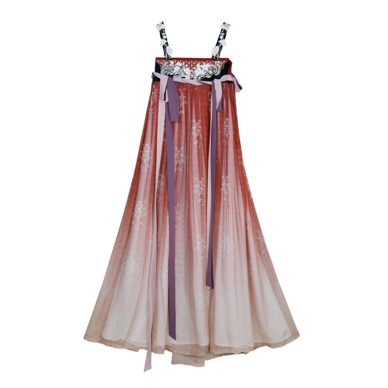 Quietly Awaiting Blossoms - Tang Dynasty Inspired Chest-length Dress Hanfu Skirt Set-Lovesyouforever