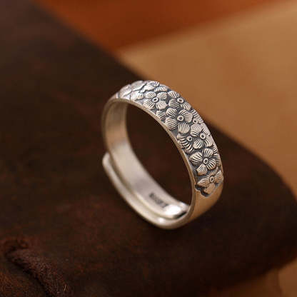 Exclusive Design 999 Sterling Silver Vintage Chinese「Culture and Blessing」Adjustable Ring-Lovesyouforever
