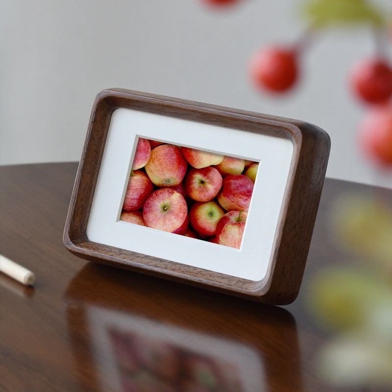 Solid wood picture frame with mortise and tenon joints, rounded corners, black walnut wood, high-end feel 6inch 7inch 8inch home wooden display picture frame-Lovesyouforever