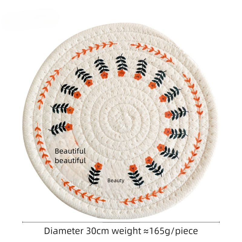 Woven Insulated Table Mat, Light Luxury Nordic Cotton Printed Placemat, Plate Mat, Cup Mat, Round Pot Mat, Bowl Mat-Lovesyouforever