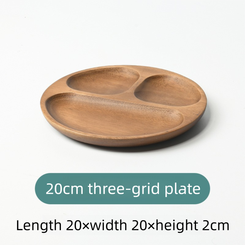Japanese-style walnut wood round serving plate, acacia wood children's snack plate, solid wood plate, sushi plate, tea fruit plate, snack dish-Lovesyouforever