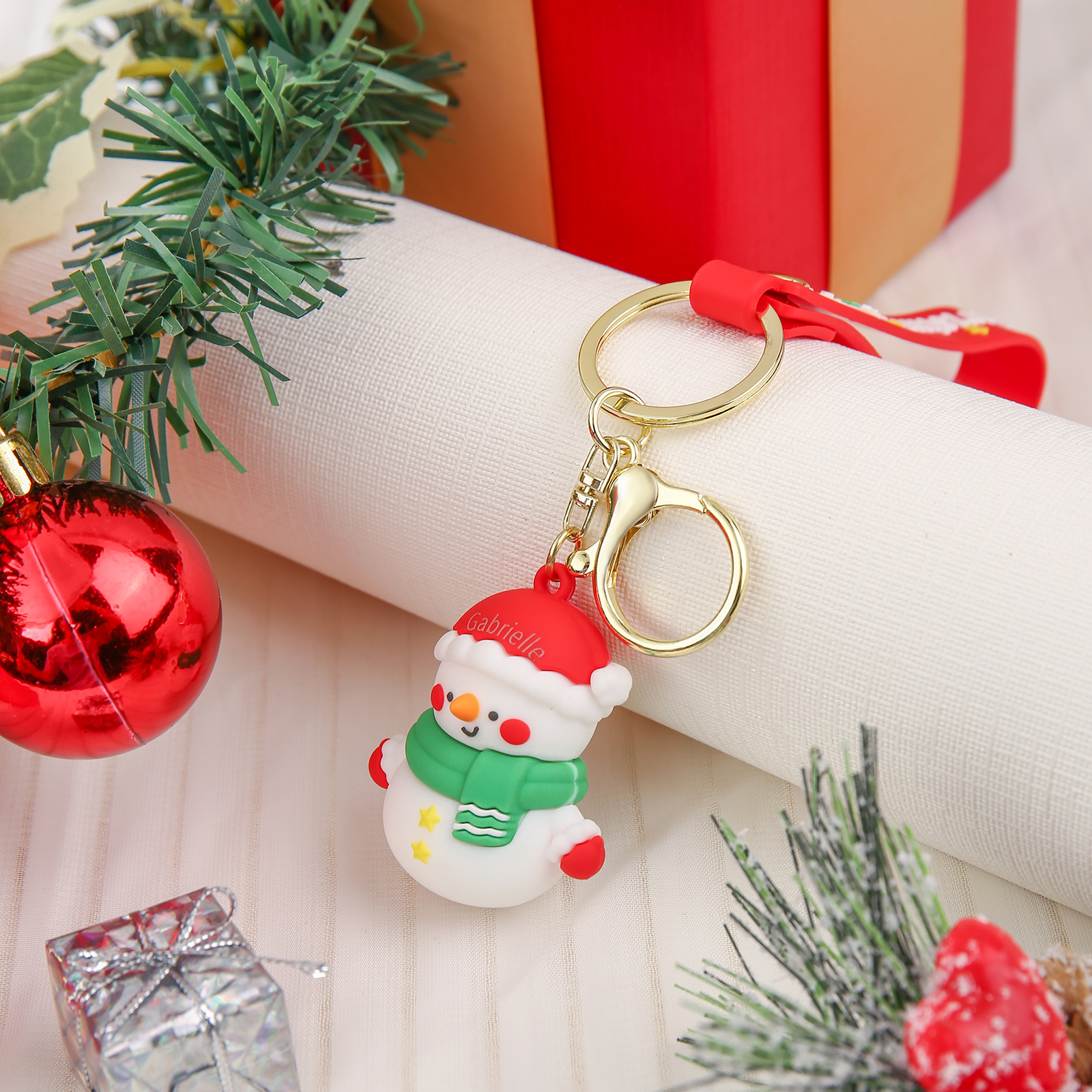 Personalized Christmas Snowman Keychain-Custom Name Keychain Gift-Lovesyouforever
