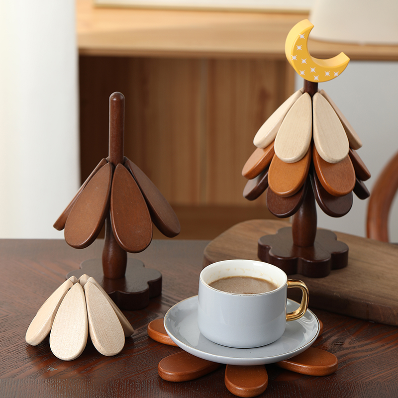 Lucky Tree placemats, heat-resistant mats, anti-scald solid wood creative home dining table coasters, pot mats, bowl mats, high-temperature resistant with a premium feel-Lovesyouforever