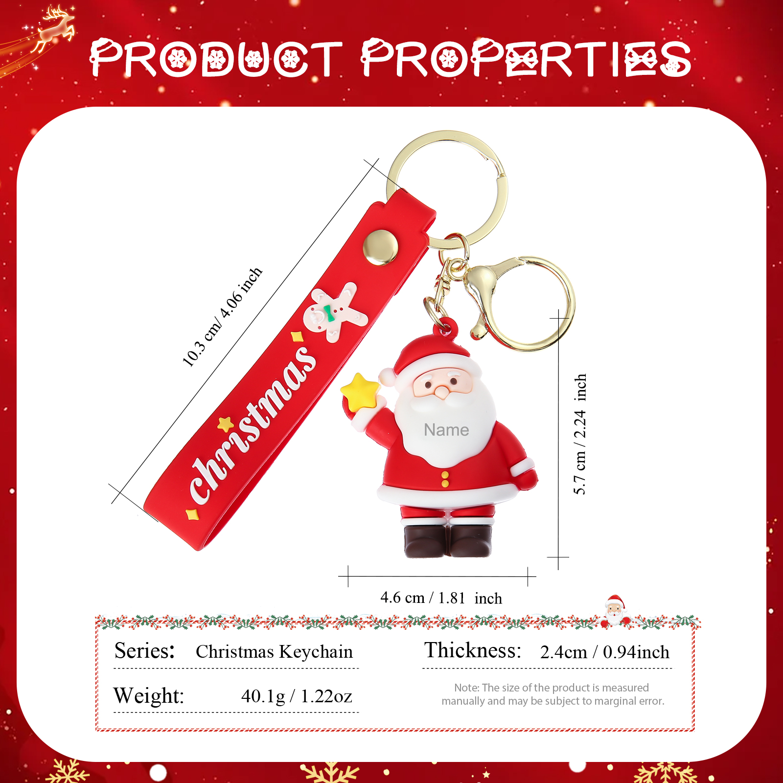 Personalized Christmas Santa Claus Keychain-Custom Name Keychain Gift-Lovesyouforever