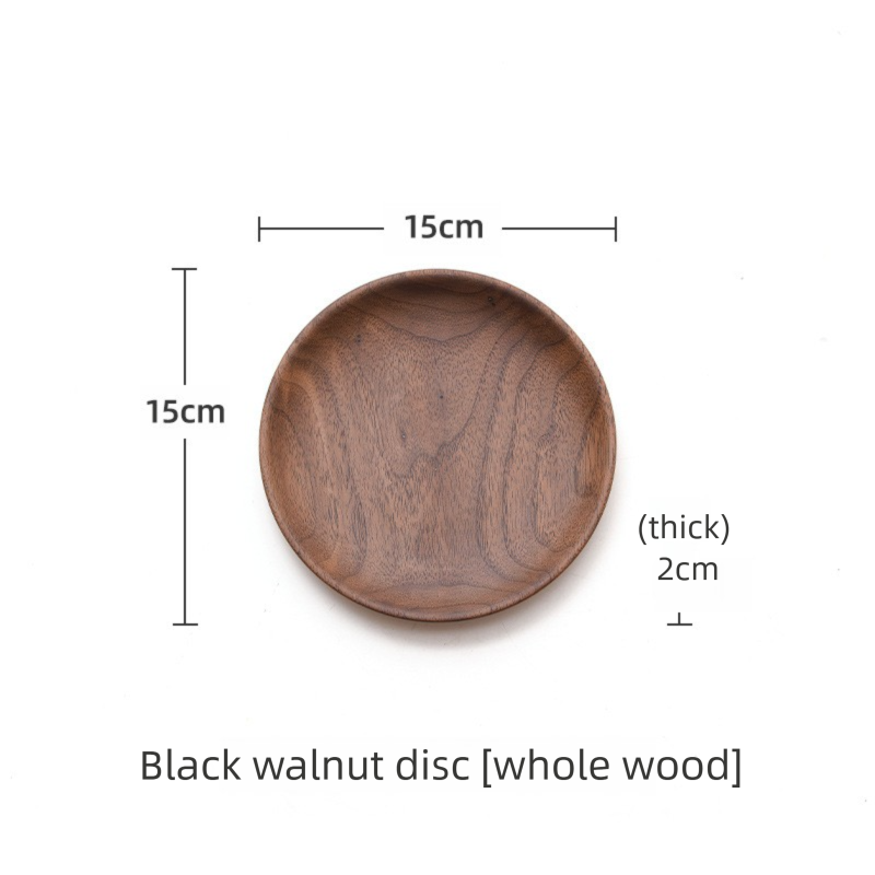 North American black walnut wood tray, solid wood dessert and snack plate, wooden fruit plate, round dried fruit tray, anti-scald wooden tray-Lovesyouforever