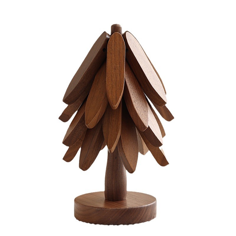 A tree-shaped heat-resistant mat made of solid wood, suitable for high temperatures, for home use in the living room, kitchen, and dining table; creative wooden placemat and anti-scald pot mat-Lovesyouforever