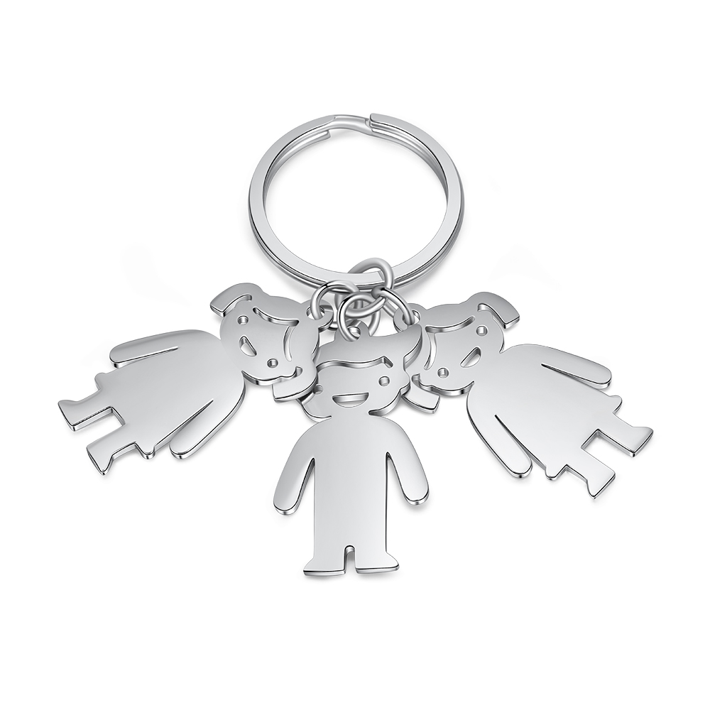 3 Names-Personalized Keychain Custom With 3 Children's Charms-Lovesyouforever
