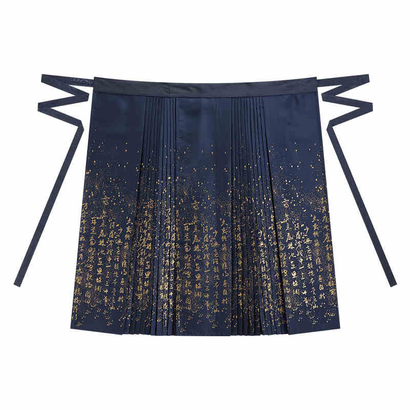 Chinese Calligraphy Elements in Woven Gold Mamianqun Hanfu Skirt-Lovesyouforever