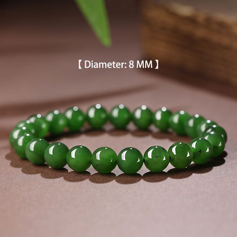 Chinese Classic Minimalist Design Xinjiang Hetian Jade Green Jade Beaded Bracelet-Lovesyouforever