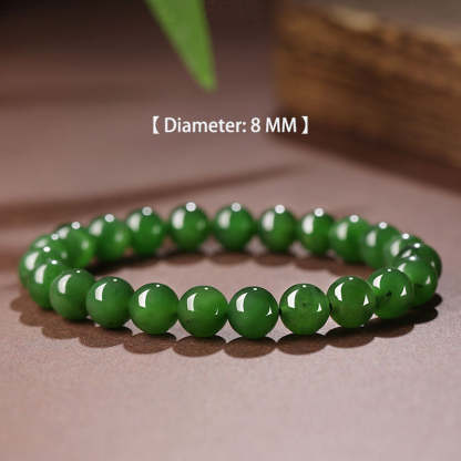 Chinese Classic Minimalist Design Xinjiang Hetian Jade Green Jade Beaded Bracelet-Lovesyouforever