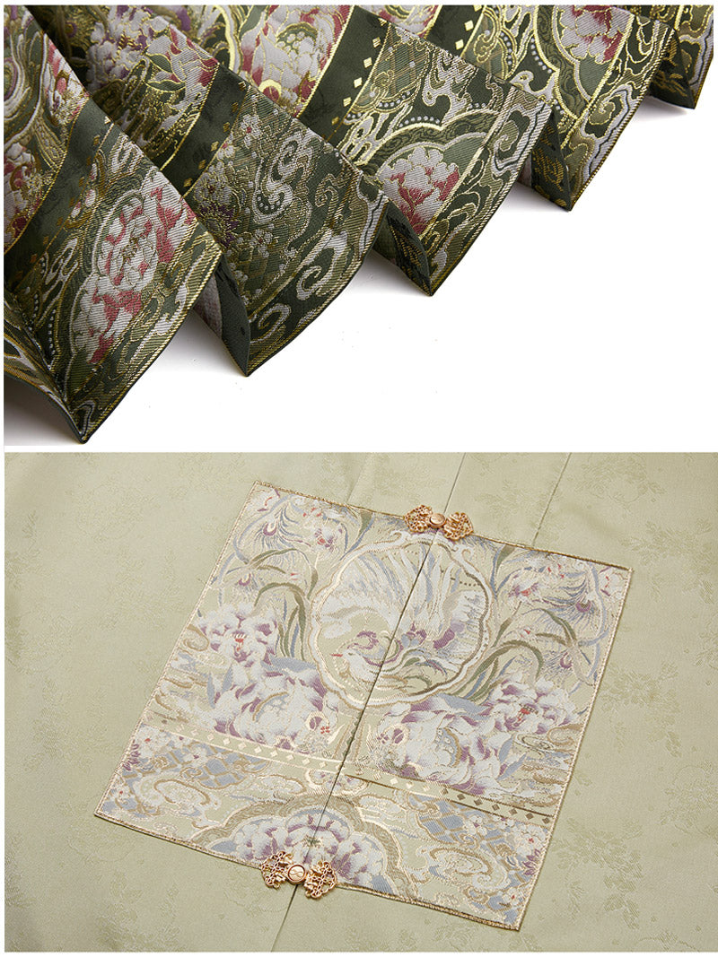 Traditional Ancient Chinese Style Phoenix and Peony Pattern Green Embroidery Mamianqun Hanfu Dress-Lovesyouforever