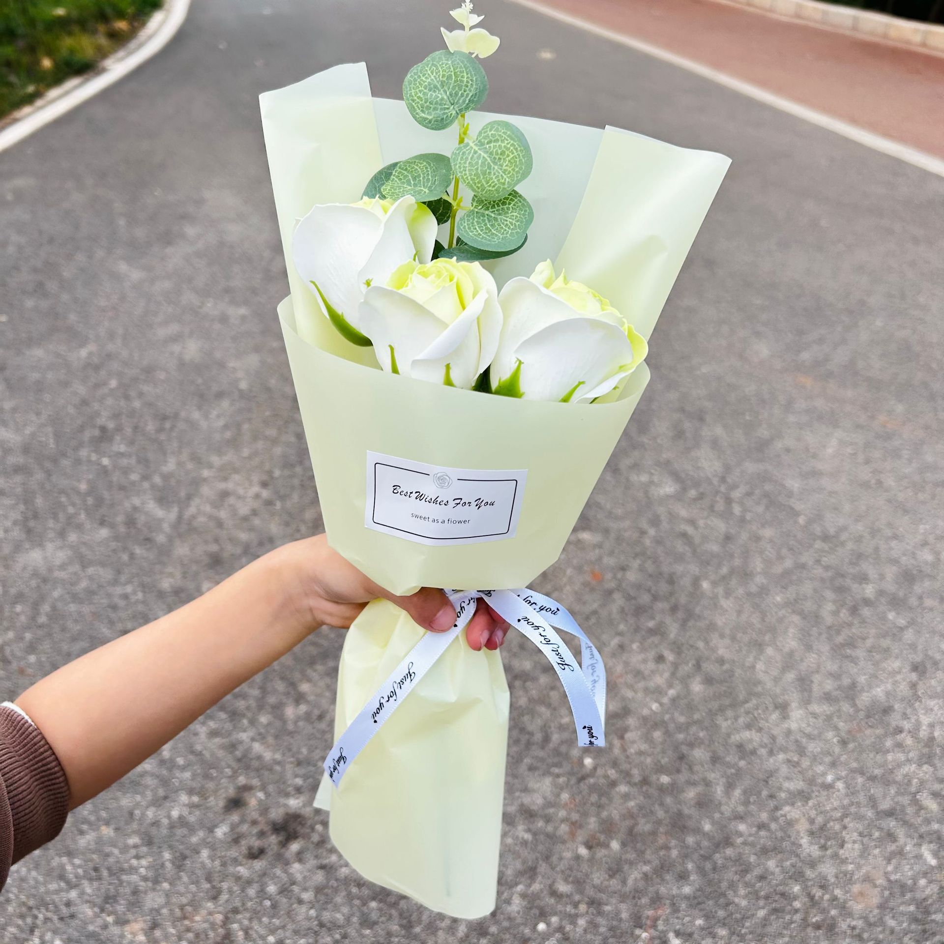 Finished crushed ice blue rose bouquet, soap flowers, Qixi Festival gift, graduation bouquet, gift for best friend, photo decoration, artificial flowers-Lovesyouforever