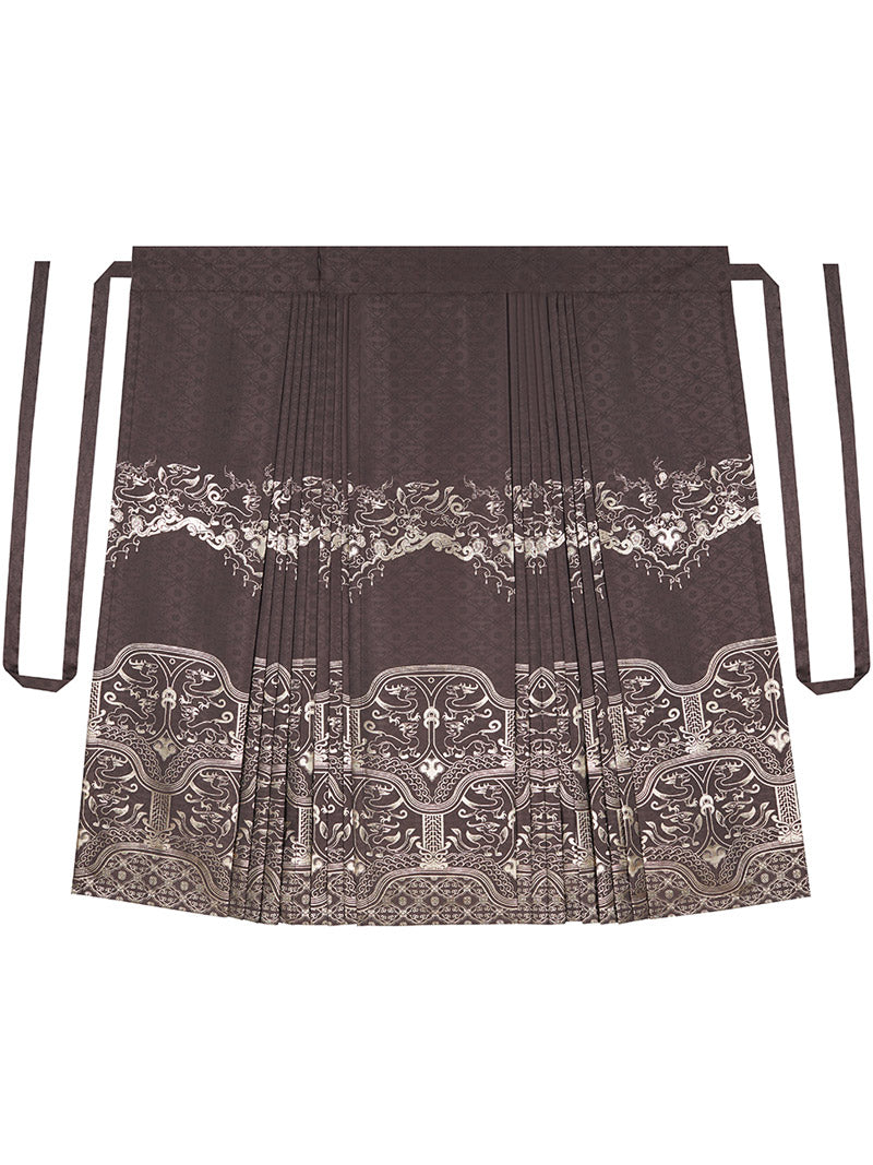 Vintage Chinese Traditional Auspicious Flower Pattern Yarn-dyed Jacquard Cloth Mamianqun Morden Hanfu Skirt-Lovesyouforever