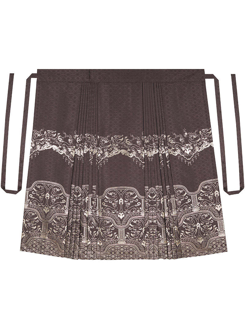 Vintage Chinese Traditional Auspicious Flower Pattern Yarn-dyed Jacquard Cloth Mamianqun Morden Hanfu Skirt-Lovesyouforever