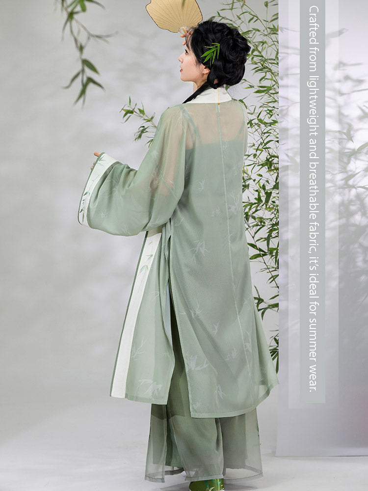 Veiled in Mist and Rain - Song Dynasty-Inspired Fresh Green Modern Hanfu Outfit-Lovesyouforever