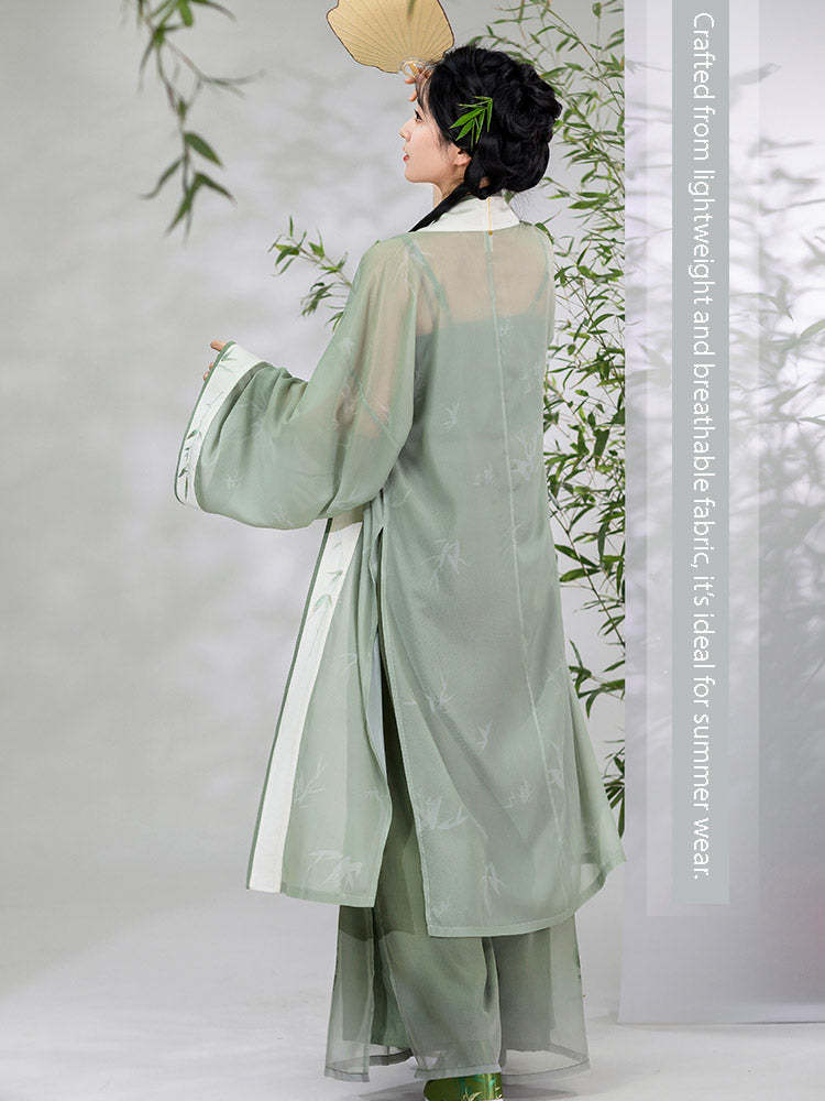 Veiled in Mist and Rain - Song Dynasty-Inspired Fresh Green Modern Hanfu Outfit-Lovesyouforever