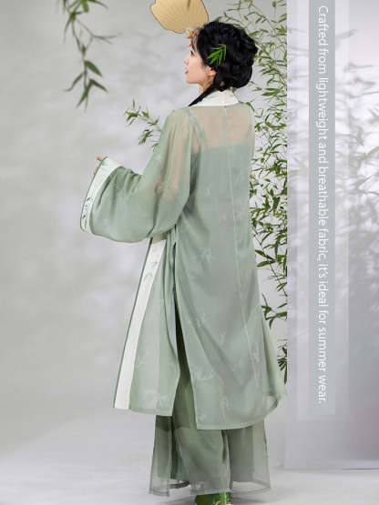 Veiled in Mist and Rain - Song Dynasty-Inspired Fresh Green Modern Hanfu Outfit-Lovesyouforever