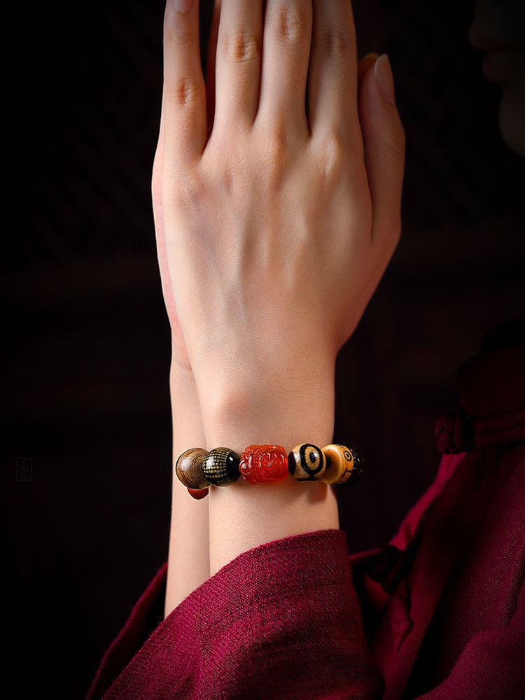 Multi-Gemstone Bodhi Seed Prajna Heart Sutra Six Character Bracelet for Men and Women-Lovesyouforever