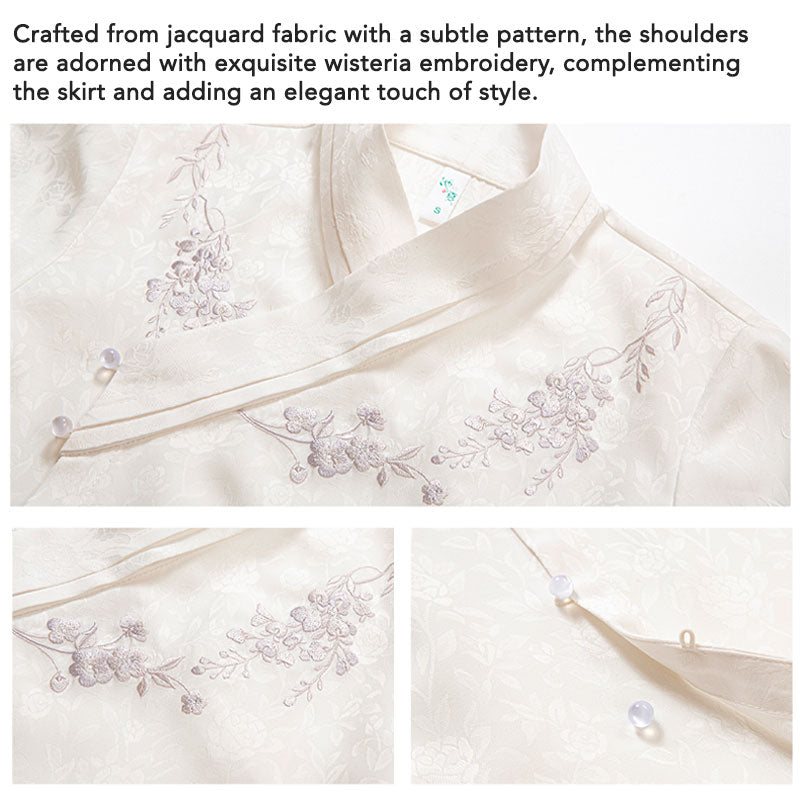 Wisteria Flower Rain Ma Mian Skirt - Modern Style Hanfu Mamianqun Daily Wear for Women-Lovesyouforever