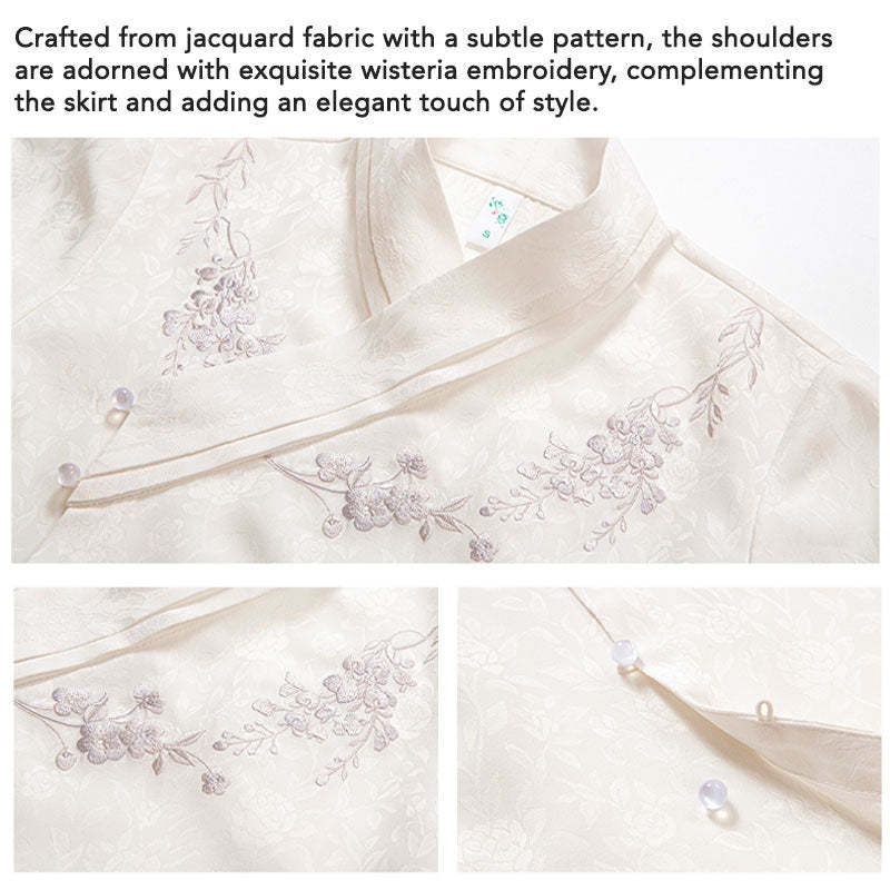 Wisteria Flower Rain Ma Mian Skirt - Modern Style Hanfu Mamianqun Daily Wear for Women-Lovesyouforever